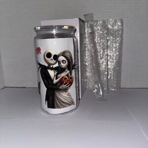 Halloween Wedding Themed 16 Oz Plastic Cup With Love Hearts, damaged